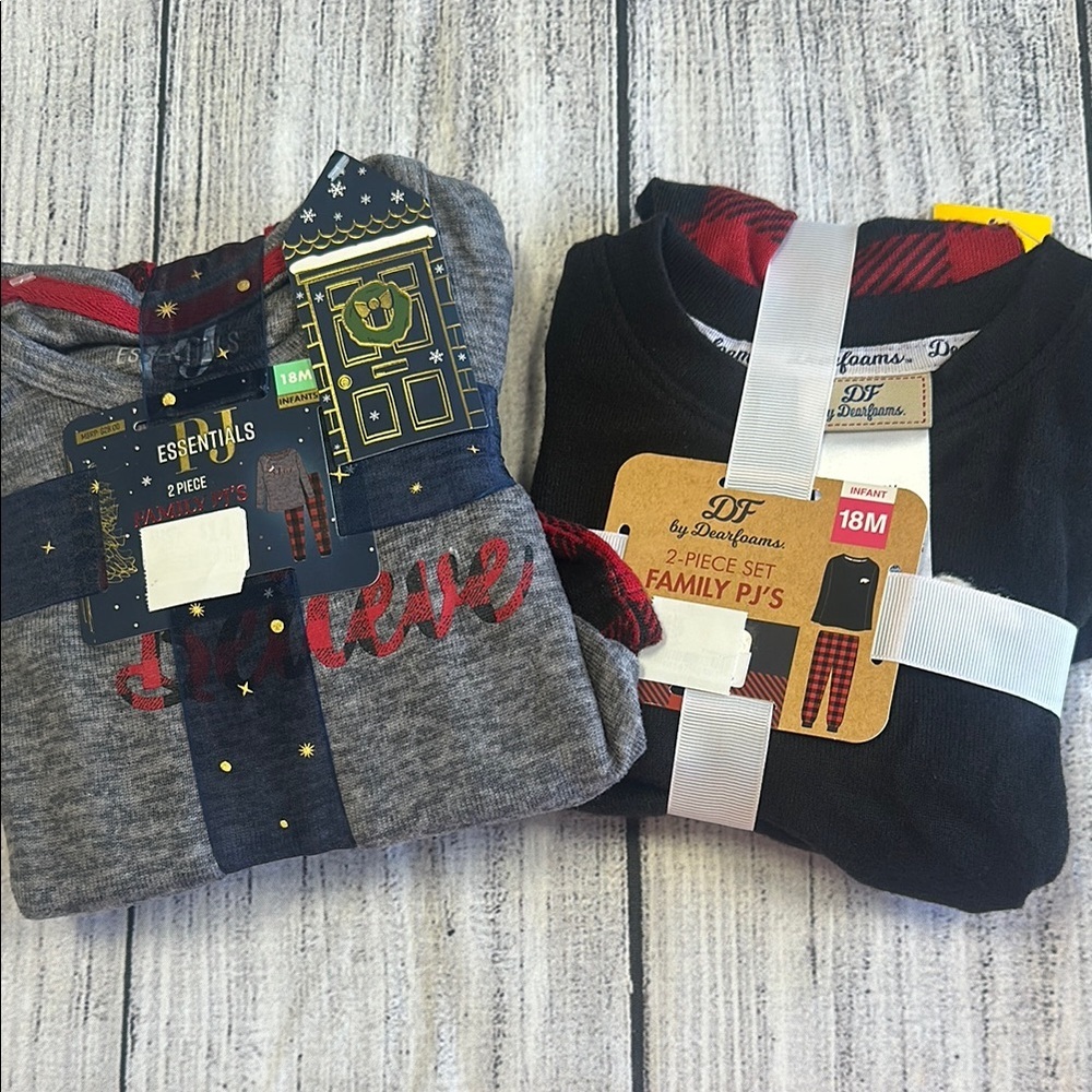 Essentials/Dearfoam Sz 18M Black and Red Pajama Sets (Two Sets)